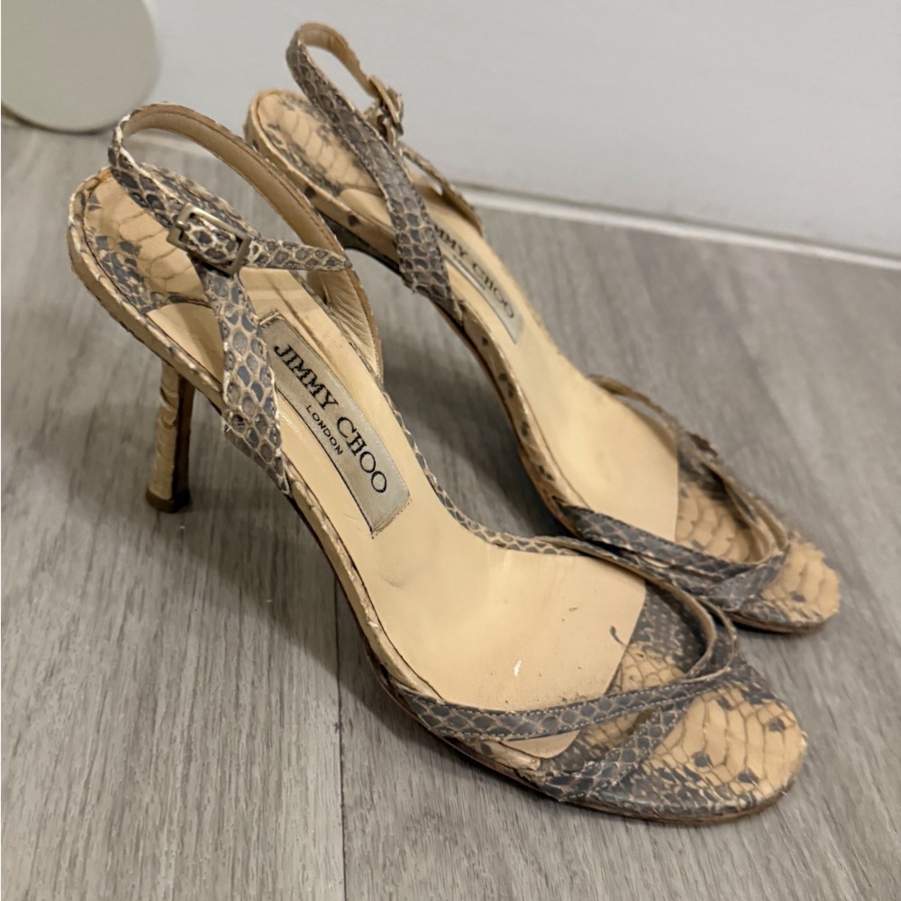 Jimmy Choo Tan Snakeskin Women's Heels
